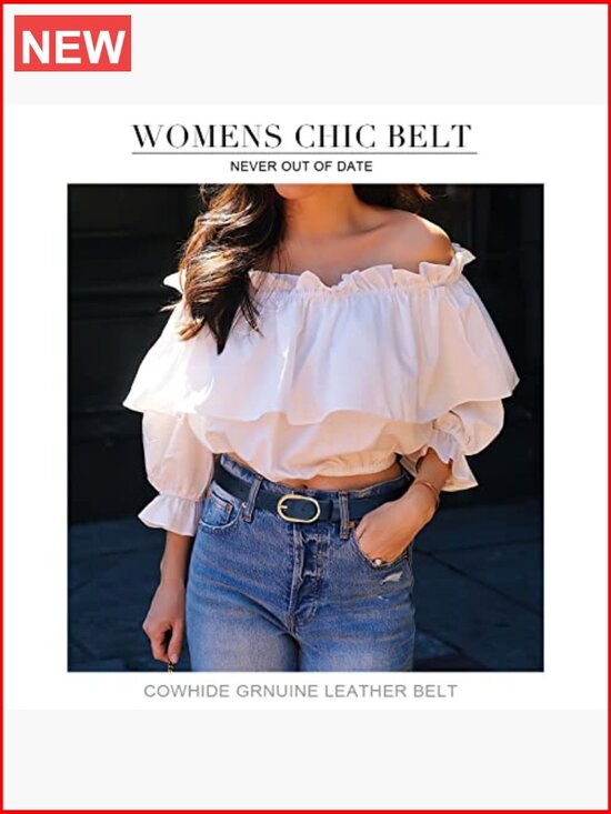 3 Pack Women\'s Belts with Gold Buckle, Premium PU Leather main image 2